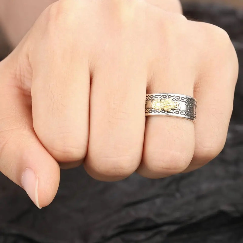 990 Silver Feng Shui PiXiu Lucky Ring Protection Wealth Ring Adjustable  Rings for Women Men - Walmart.com